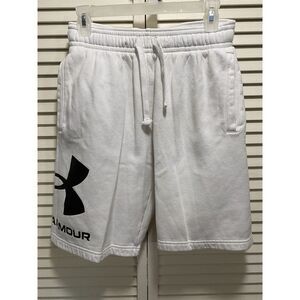 Under Armour White Cotton Long Short‎ Elastic Tie Waist Logo Athletic Size M